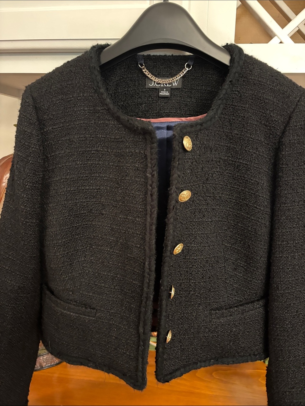 J. Crew Black Cropped Bouclé Lady Jacket
